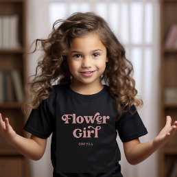 Retro Boho Dusty Rose Typography | Flower Girl T-Shirt