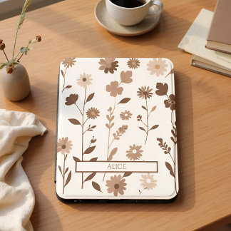 Retro Boho Earthy Floral Gentle Reader Gift Kindle Cover