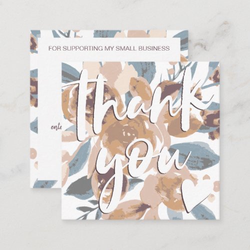 Retro boho earthy floral order thank you square business card
