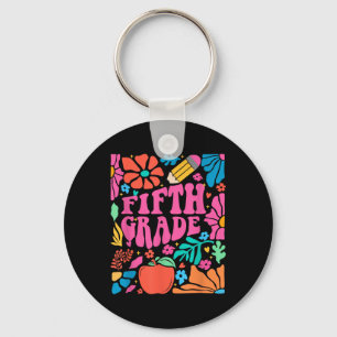 Retro Boho Floral 5th Grade Teacher First Day Of S Keychain