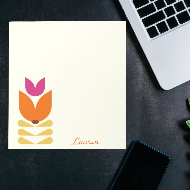 Retro Boho Floral Abstract Minimalist Personalized Notepad (Creator Uploaded)