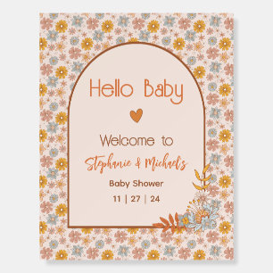 Retro Boho Floral Baby Shower Welcome Sign