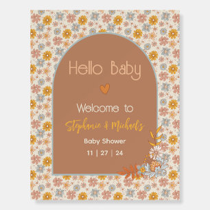 Retro Boho Floral Baby Shower Welcome Sign