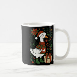 Retro Boho Floral Funny Xmas Silly Goose Lover Chr Coffee Mug