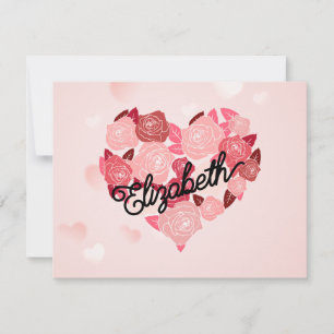 Retro Boho Floral I Heart Name calligraphy text  Holiday Card