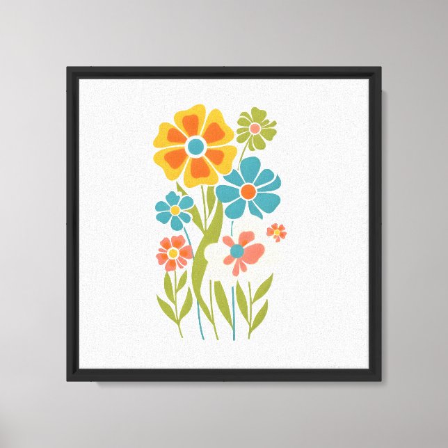 Retro Boho Floral Illustration  Canvas Print (Front)