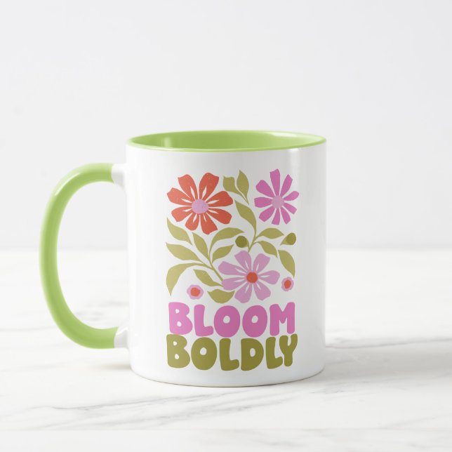 Retro Boho Floral Inspirational Affirmation Quote  Mug (Left)