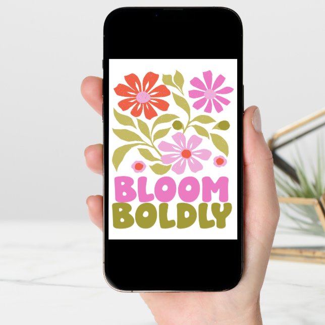 Retro Boho Floral Inspirational Quote Blank Inside Card (Front Digital)