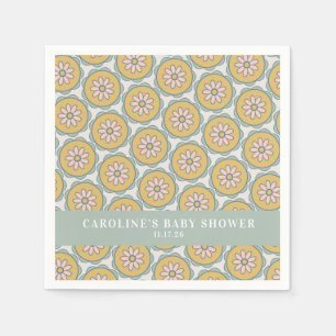 Retro Boho Floral Pastel Custom Baby Shower   Napkins