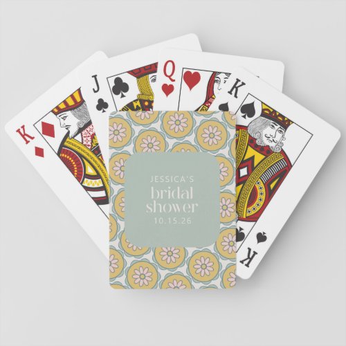 Retro Boho Floral Pastel Custom Bridal Shower  Playing Cards