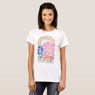 Retro Boho Floral Rainbow Quote T-Shirt