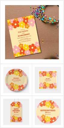 Retro Boho Flower Birthday