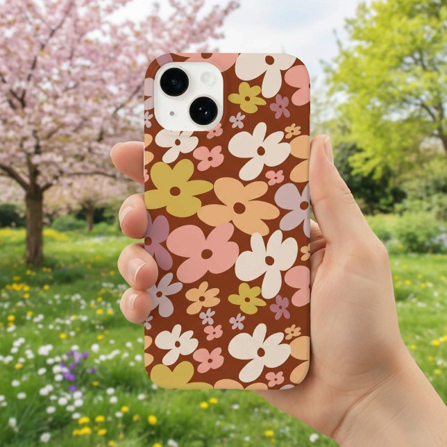 Retro Boho Flower Power Pattern Case-Mate iPhone Case (Creator Uploaded)