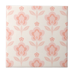 Retro Boho Flowers Ceramic Tile