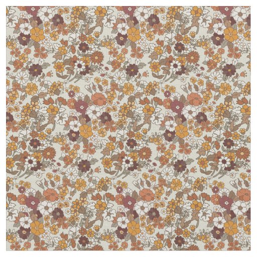 Retro Boho Flowers Mediterranean Pattern Fabric