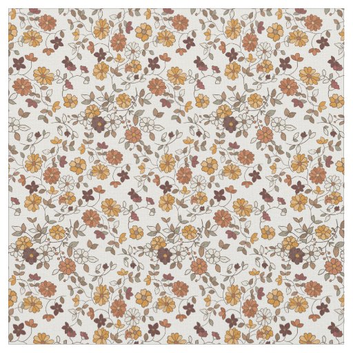 Retro Boho Flowers Mediterranean Pattern Fabric