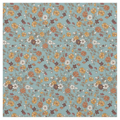 Retro Boho Flowers Mediterranean Pattern Fabric