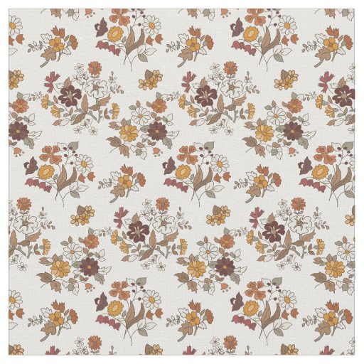 Retro Boho Flowers Mediterranean Pattern Fabric