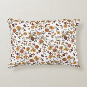 Retro Boho Flowers Pattern Accent Pillow