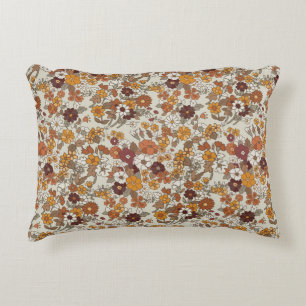 Retro Boho Flowers Pattern Accent Pillow