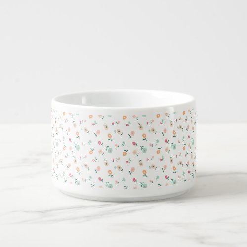 Retro Boho Flowers Pattern Groovy Floral design Bowl