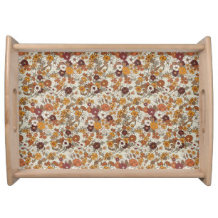 Retro Boho Flowers Pattern  Serving Tray