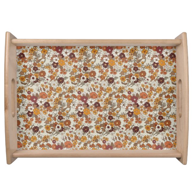 Retro Boho Flowers Pattern  Serving Tray (Front)