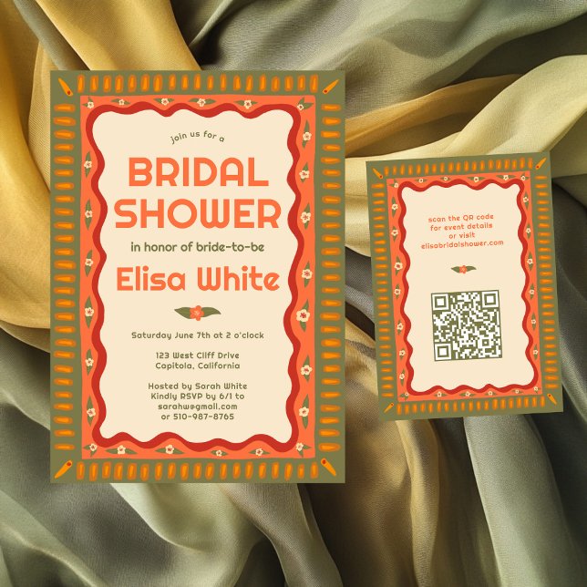 Retro Boho Fun Handmade CUSTOM Bridal Shower  Enclosure Card (Retro Boho Fun Handmade CUSTOM Bridal Shower Enclosure Card
)