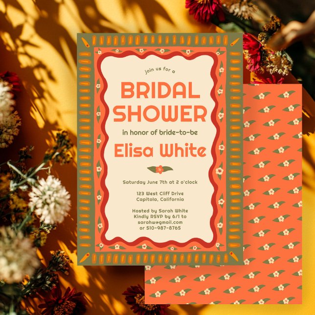 Retro Boho Fun Handmade CUSTOM Bridal Shower  Invitation (Retro Boho Fun Handmade CUSTOM Bridal Shower Invitation
)