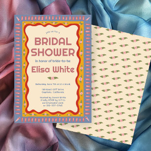 Retro Boho Fun Handmade CUSTOM Bridal Shower Invitation