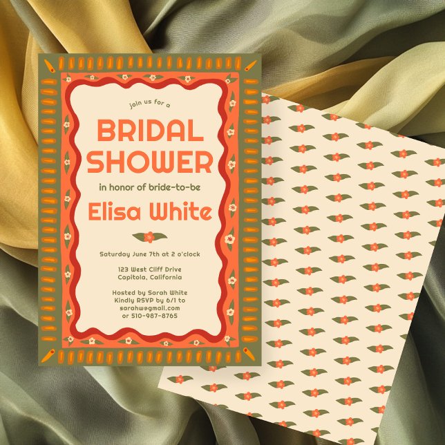 Retro Boho Fun Handmade CUSTOM Bridal Shower  Invitation (Retro Boho Fun Handmade CUSTOM Bridal Shower Invitation
)