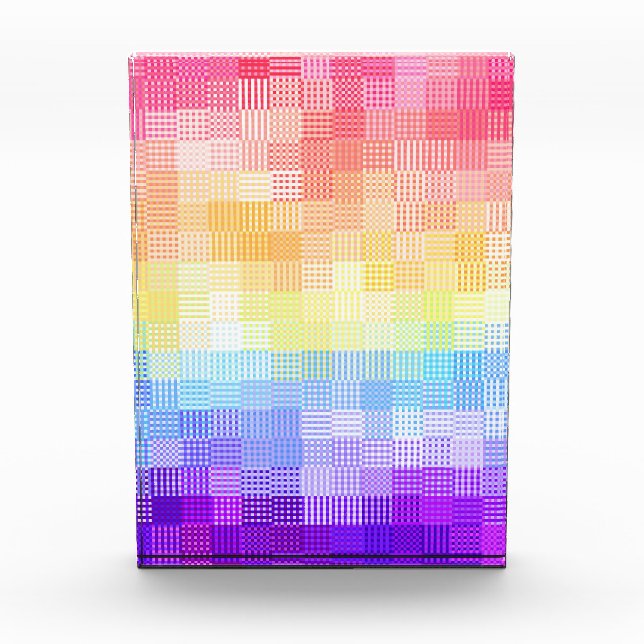 Retro Boho Funky Quirky Xenogender Plaid Pride Acrylic Award (Front)