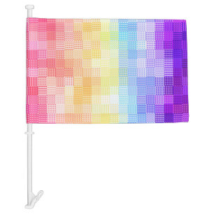 Retro Boho Funky Quirky Xenogender Plaid Pride Car Flag