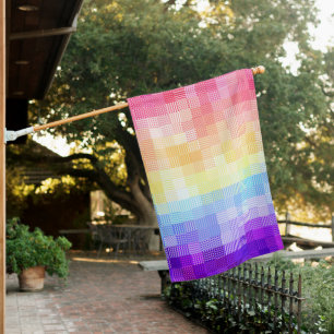 Retro Boho Funky Quirky Xenogender Plaid Pride House Flag
