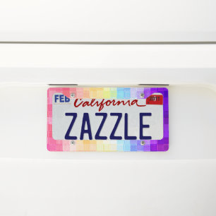 Retro Boho Funky Quirky Xenogender Plaid Pride License Plate Frame