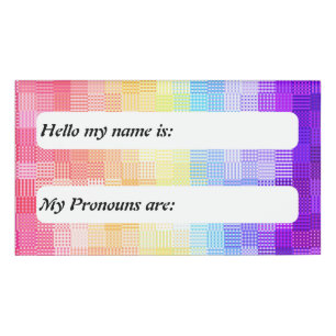 Retro Boho Funky Quirky Xenogender Plaid Pride Name Tag