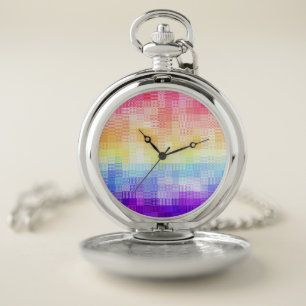 Retro Boho Funky Quirky Xenogender Plaid Pride Pocket Watch
