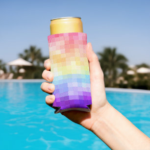 Retro Boho Funky Quirky Xenogender Plaid Pride Seltzer Can Cooler