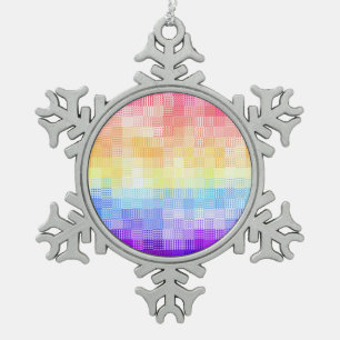 Retro Boho Funky Quirky Xenogender Plaid Pride Snowflake Pewter Christmas Ornament