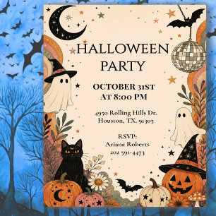 Retro Boho Halloween Party Celebration Invitation
