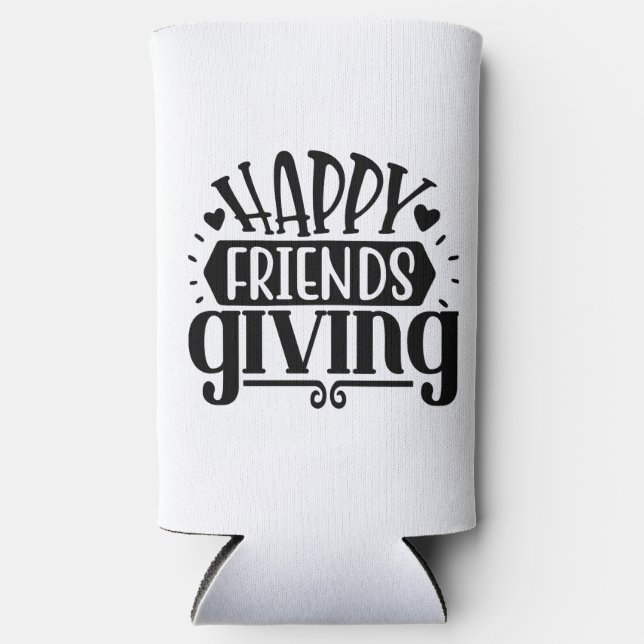 Retro Boho  Happy friendsgiving  Seltzer Can Cooler (Front)
