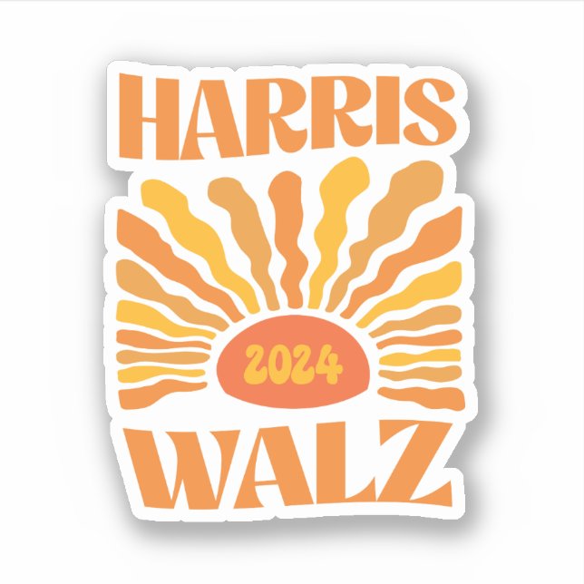 Retro Boho Harris Walz 2024 Sticker (Front)