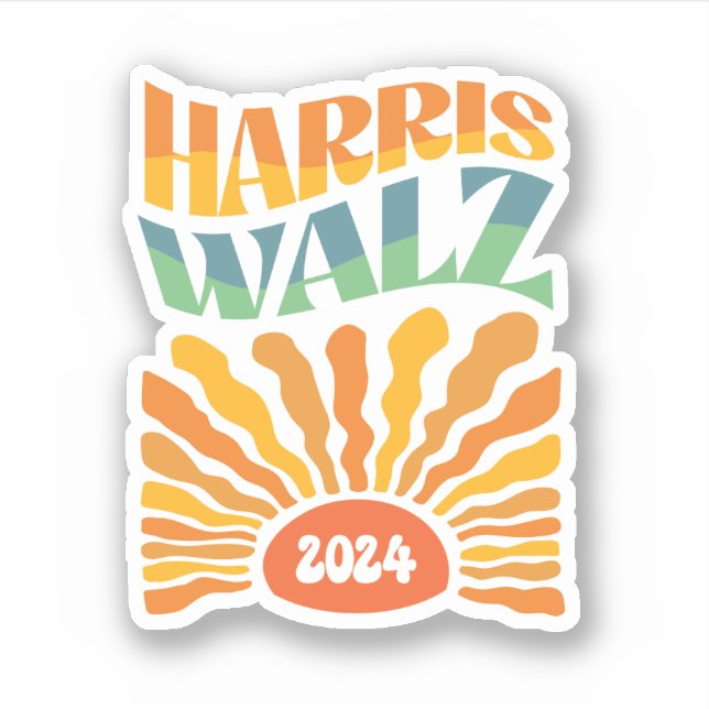 Retro Boho Harris Walz 2024 Sticker (Front)
