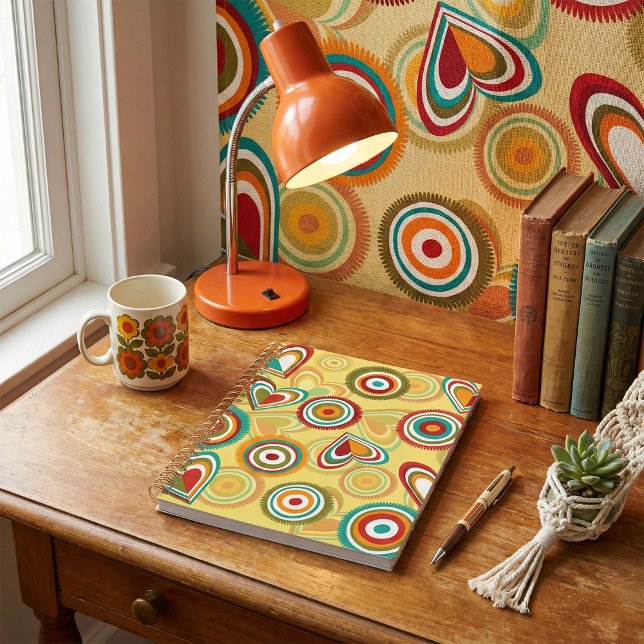 Retro Boho Hearts and Circles 70s Groovy Pattern  Planner (Creator Uploaded)