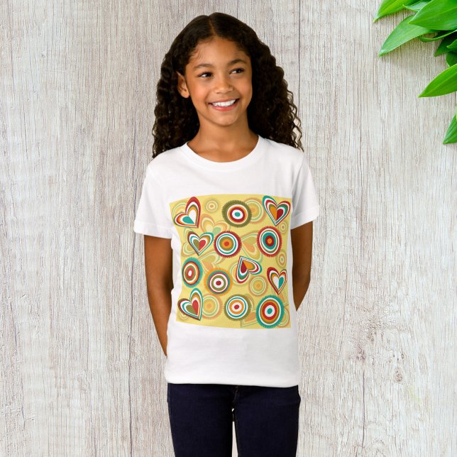 Retro Boho Hearts and Circles 70s Groovy Pattern  T-Shirt (Creator Uploaded)