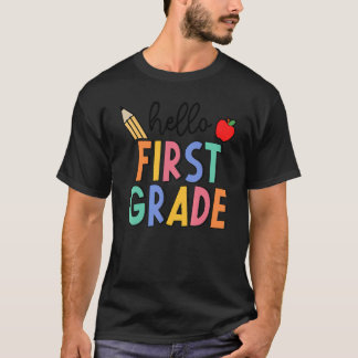 Retro Boho Hello First Grade Fun 1st Grader Back T T-Shirt