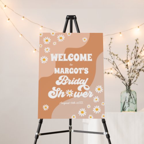 Retro Boho Hippy Daisy Bridal Shower Welcome Foam Board