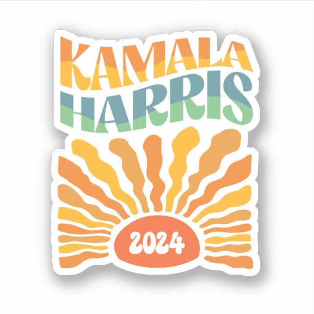 Retro Boho Kamala Harris 2024 Sticker (Front)