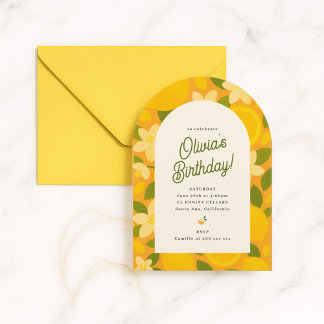 Retro Boho Lemon Flower Party Invite