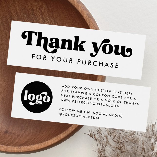 Retro boho logo white thank you insert card (Retro boho logo white thank you insert card)